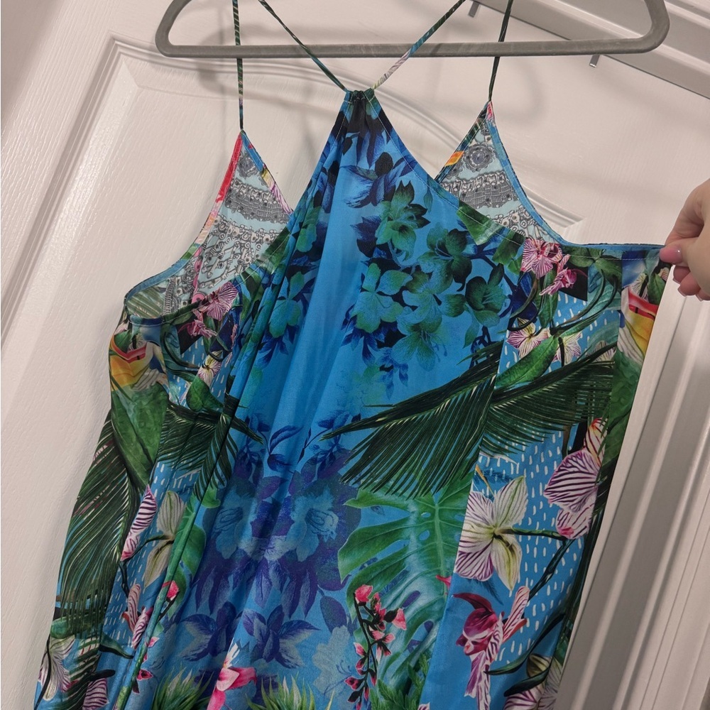 Blue and Green Floral Maxi Dress - Picture 7 of 8